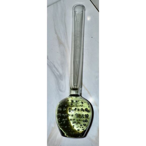 Kosta Of Sweden Controlled Bubble Bud Slim Gray Green Vase Vintage 8 Inch - Picture 3 of 10